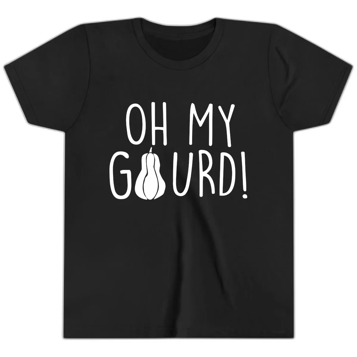 Oh My Gourd Thanksgiving Pun Design Youth T-Shirt in Black